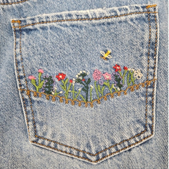 SONG Timeless Fit Garden Embroidered Jeans Women's Size 5/27 Floral Detail D120 - Picture 7 of 10